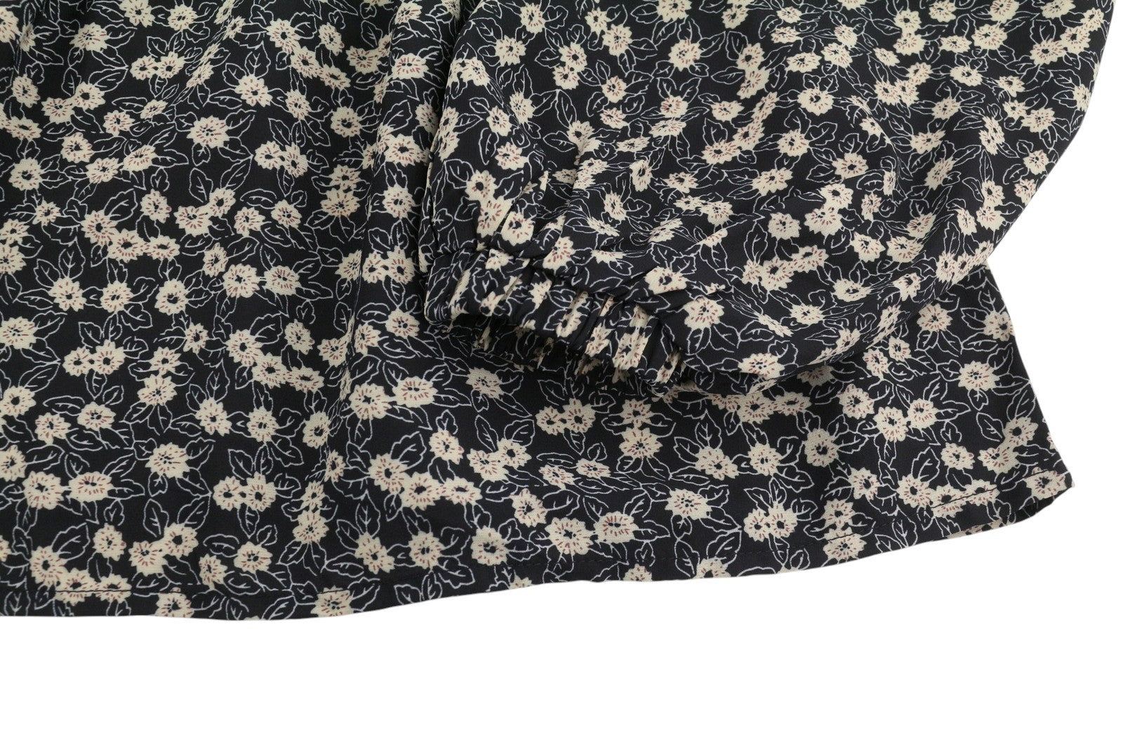 OBJECT Jyrsa Rose L/S Women Dress 38 M Black Floral Print Oversized Long Sleeve