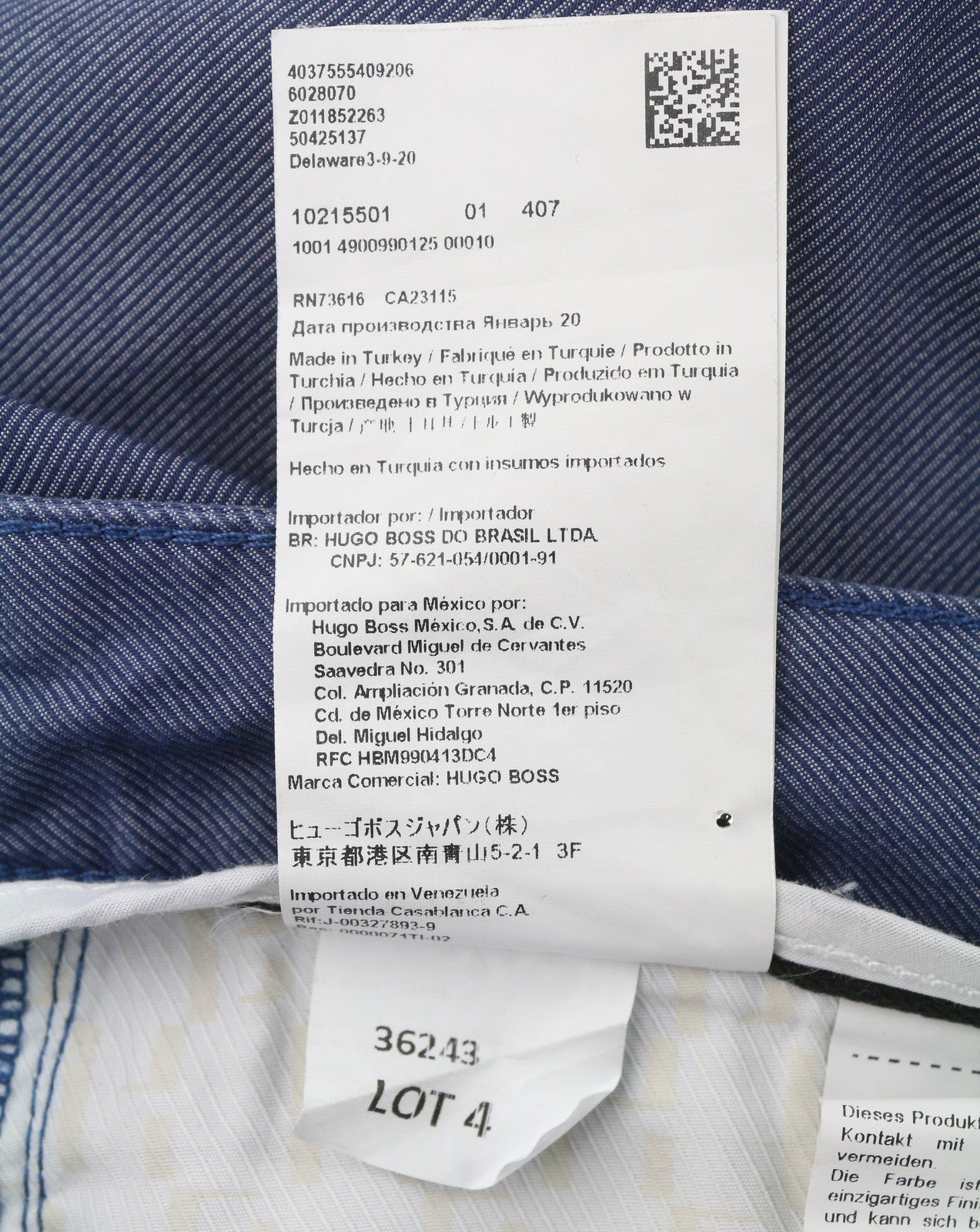 HUGO BOSS Delaware 3-9-20 Men Trousers W33/L32 Blue Slim Fit Zip Fly