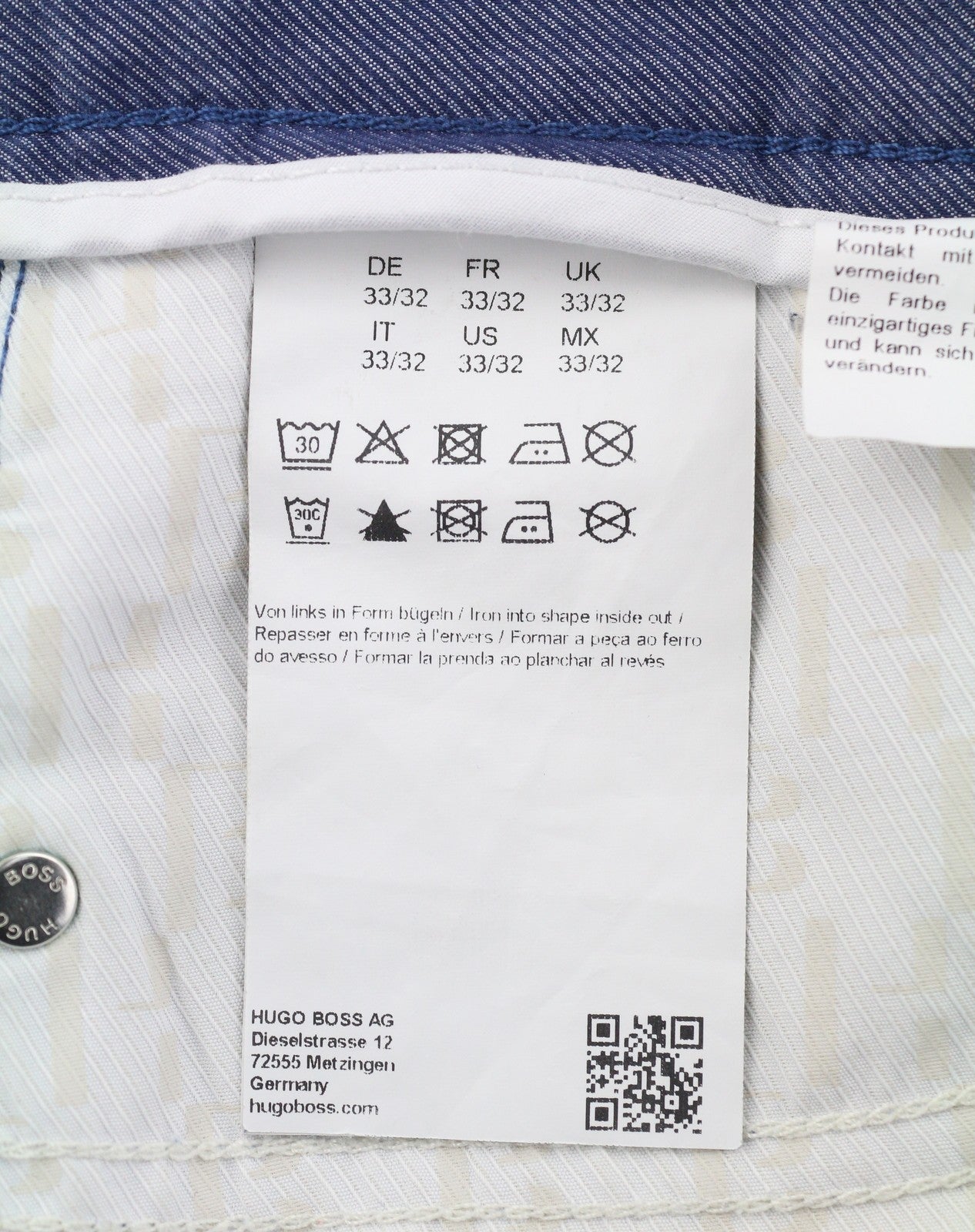 HUGO BOSS Delaware 3-9-20 Men Trousers W33/L32 Blue Slim Fit Zip Fly