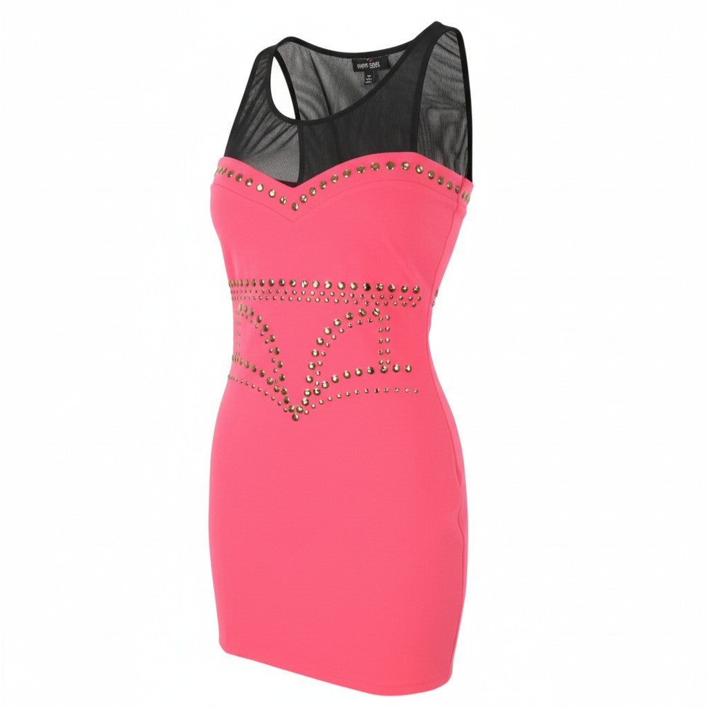 EVEN&ODD Women Dress M Pink Metal Details Sleeveless Mini Bodycon