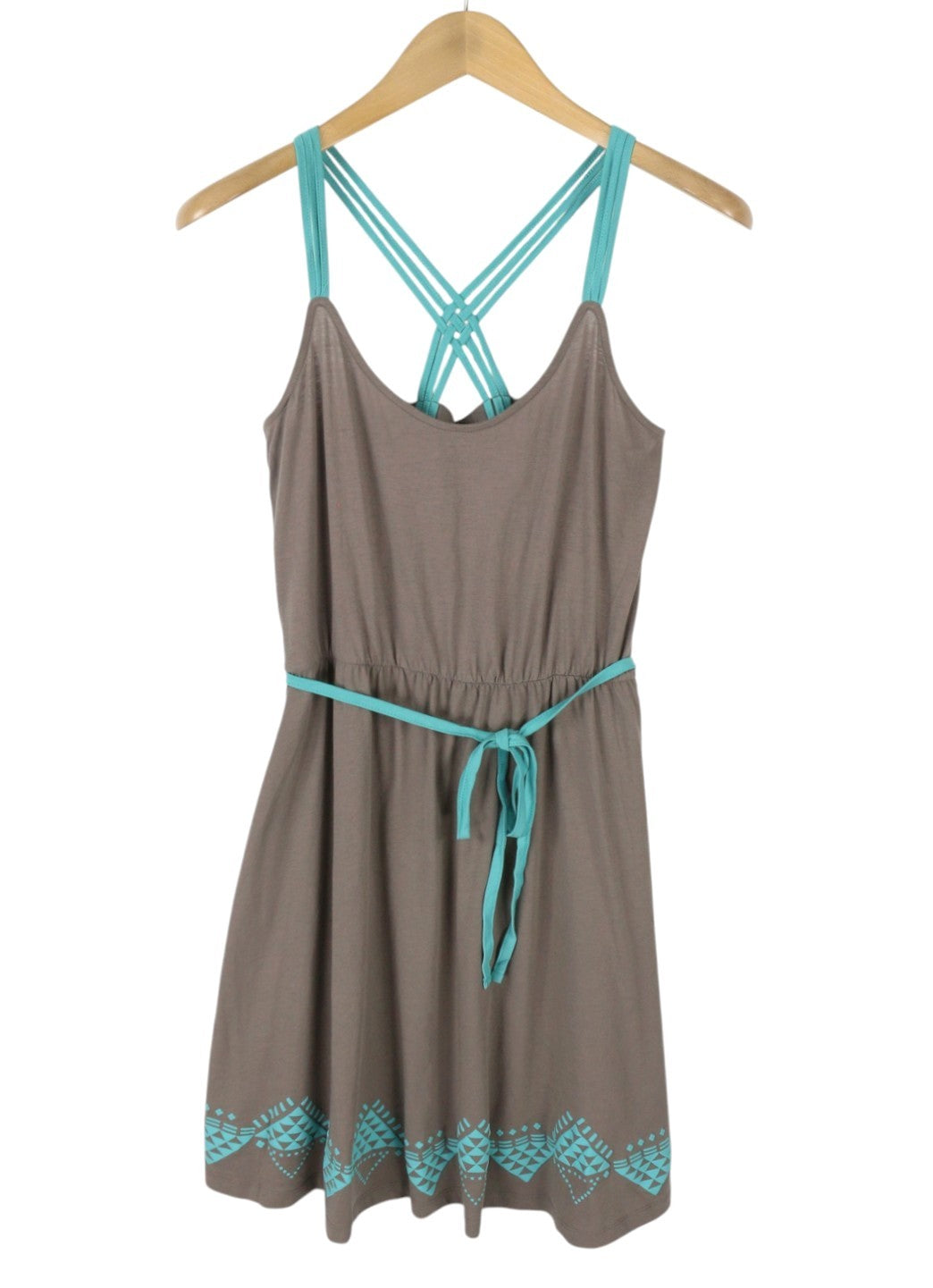 EVEN&ODD Women Dress XL Grey Patterned Belted Strappy Sleeveless Mini