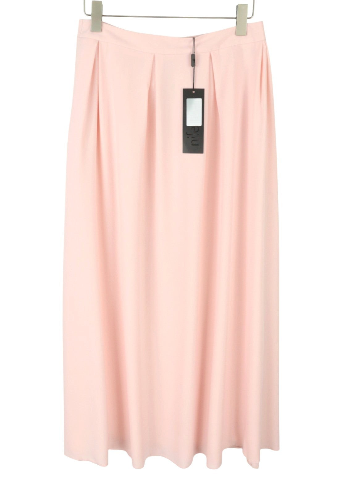 NIFE Women Skirt XL Light Pink Pleated Pockets Zip Fly Midi