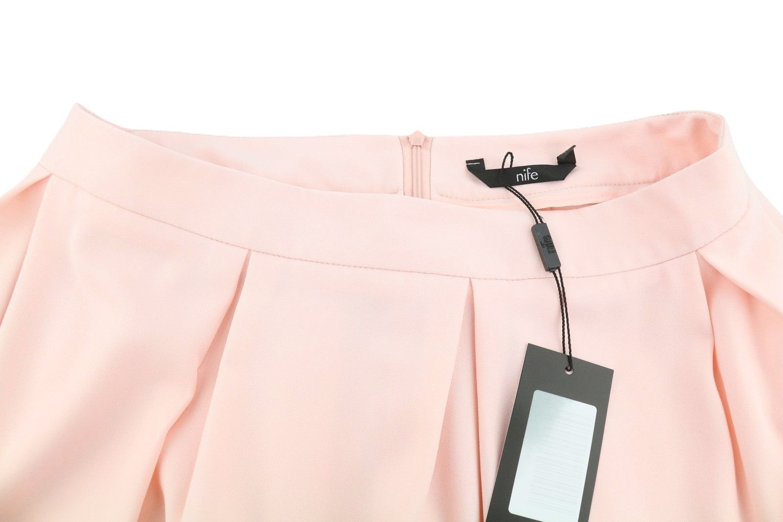 NIFE Women Skirt XL Light Pink Pleated Pockets Zip Fly Midi