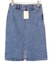 NORR Kada Denim Women Skirt EU36 S Medium Blue Faded Front Split Pencil