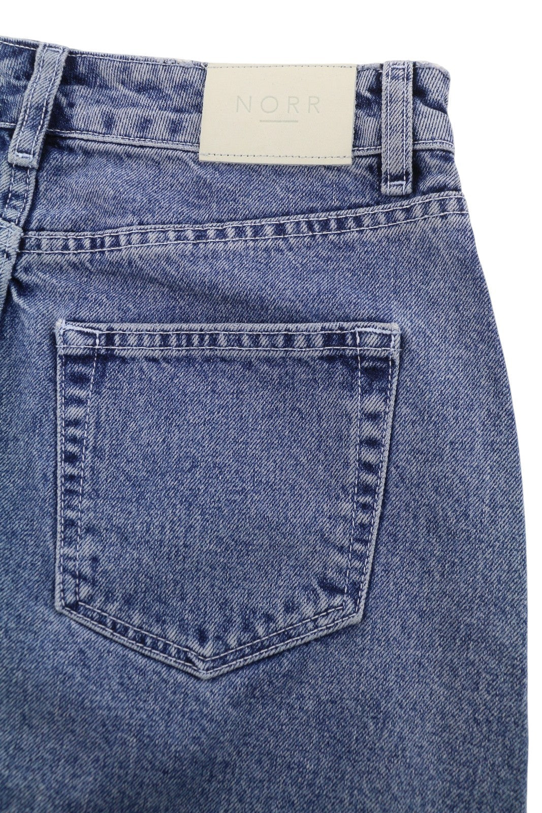 NORR Kada Denim Women Skirt EU36 S Medium Blue Faded Front Split Pencil