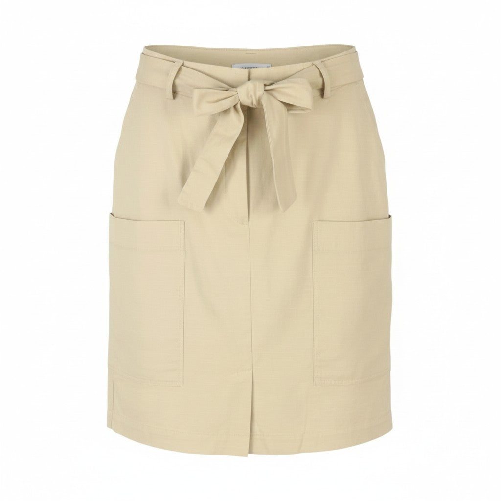NUMPH Nubizzy Women Skirt EU36 S Beige Belted Patch Pockets Zip Fly Mini