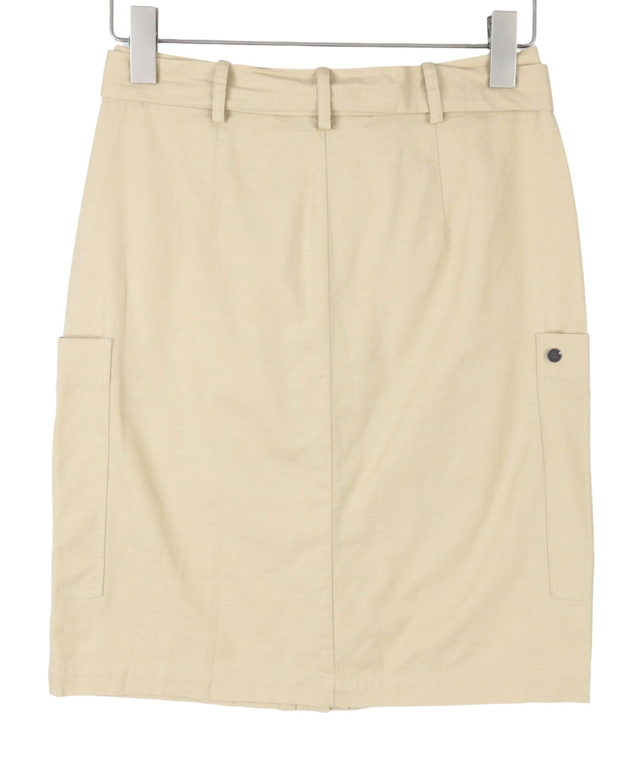 NUMPH Nubizzy Women Skirt EU36 S Beige Belted Patch Pockets Zip Fly Mini