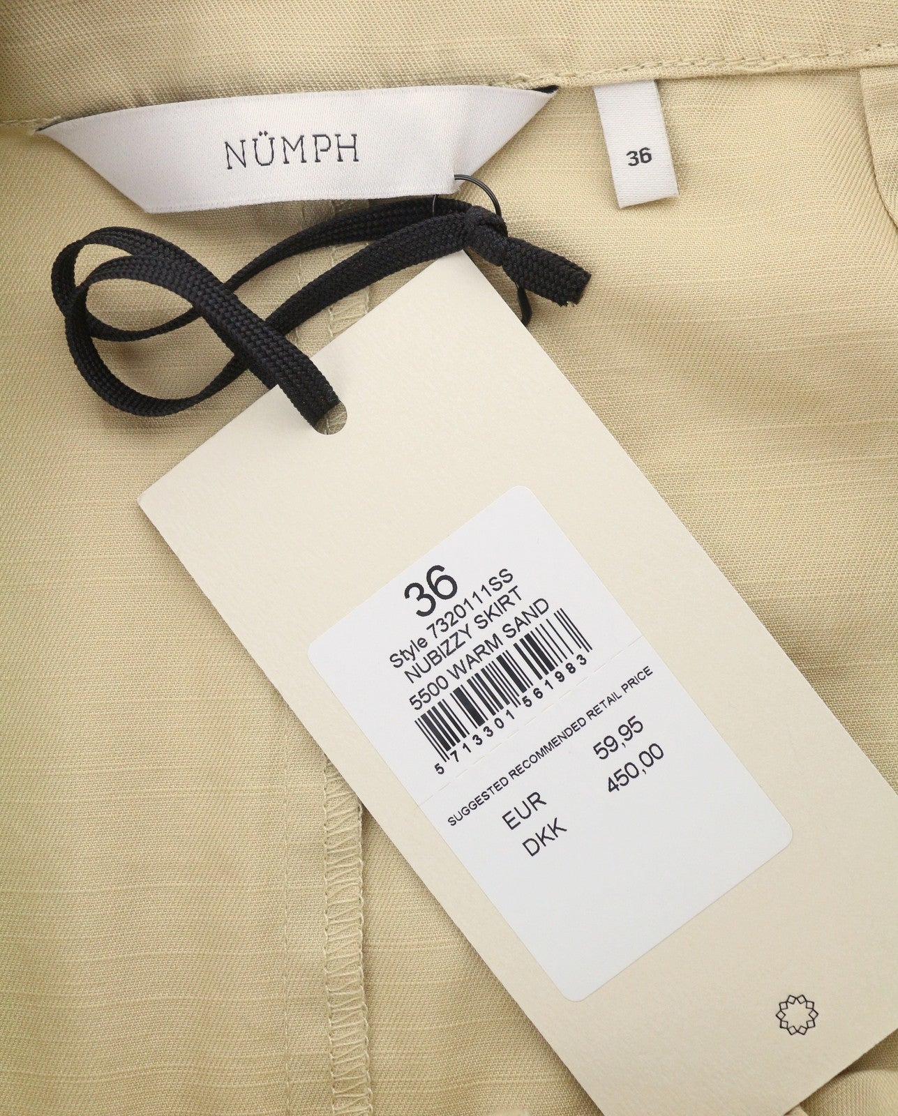 NUMPH Nubizzy Women Skirt EU36 S Beige Belted Patch Pockets Zip Fly Mini