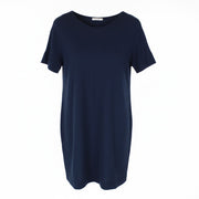 DENHAM Compass Women Dress XS Blue Short Sleeve Stretch Round Neck Short