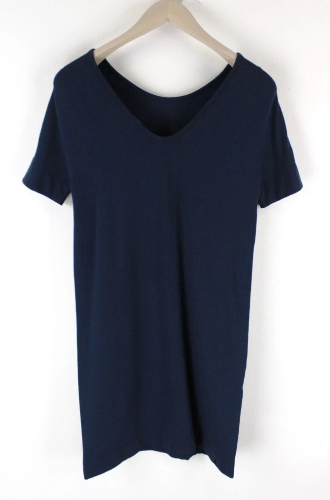 DENHAM Compass Women Dress XS Blue Short Sleeve Stretch Round Neck Short