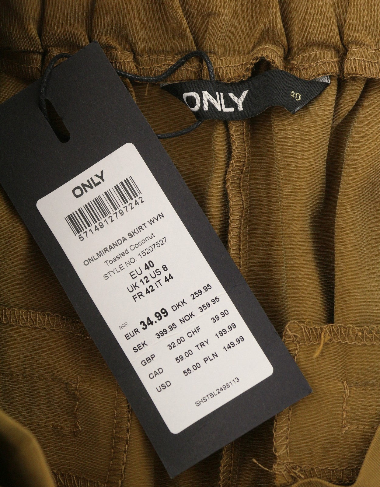 ONLY Miranda Women Skirt EU40 L Brown Pleated Belted Mini