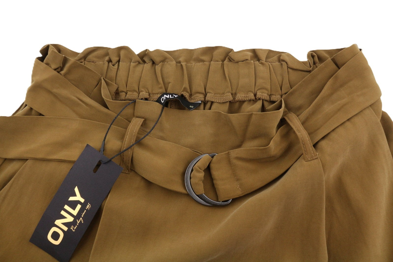 ONLY Miranda Women Skirt EU40 L Brown Pleated Belted Mini