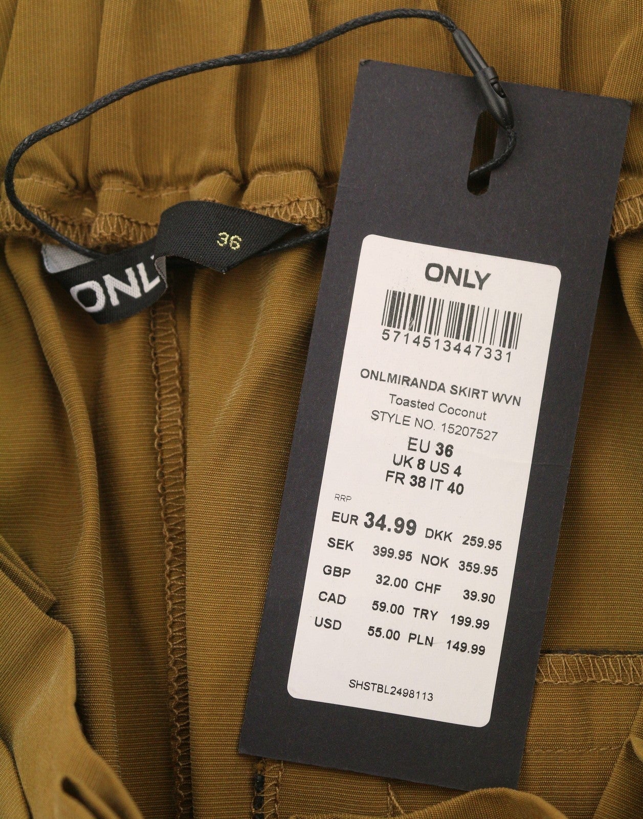 ONLY Miranda Women Skirt EU36 S Brown Pleated Belted Mini