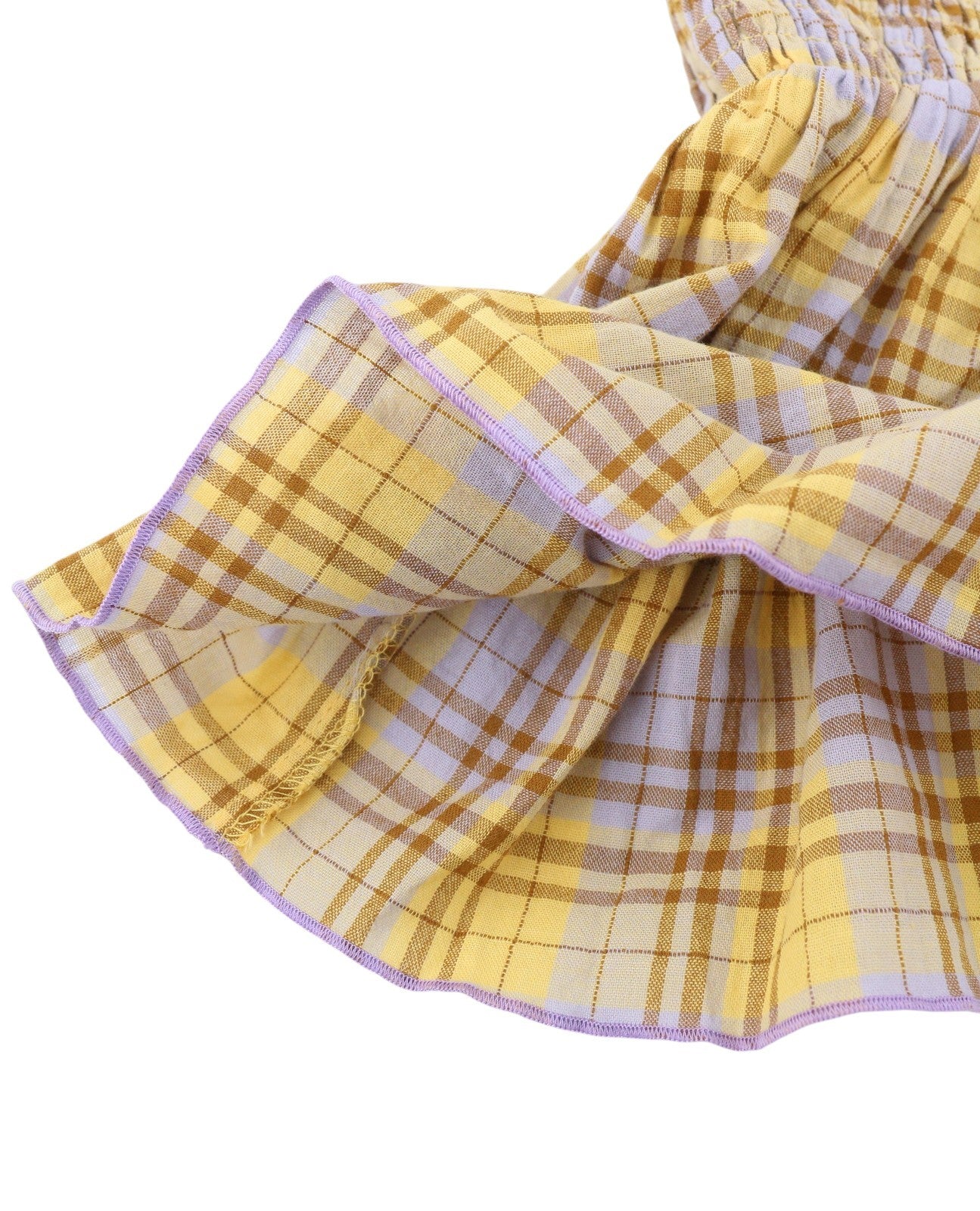 LOST INK Women Skirt EU38 M Yellow Plaid Pattern Stretch Waist Mini