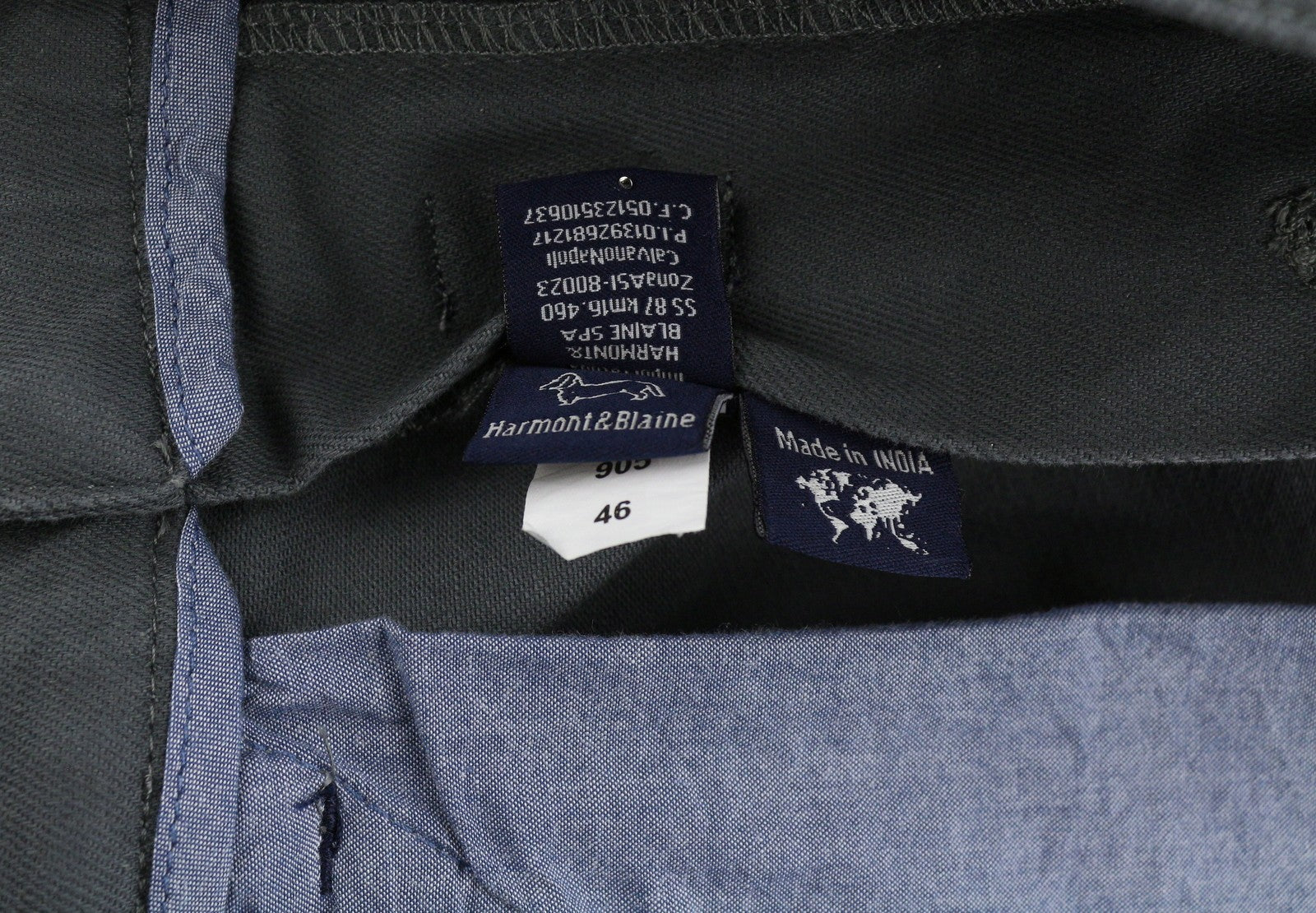 HARMONT & BLAINE Men Trousers 46 W32 Grey Narrot Fit Pleated Zip Fly Chino