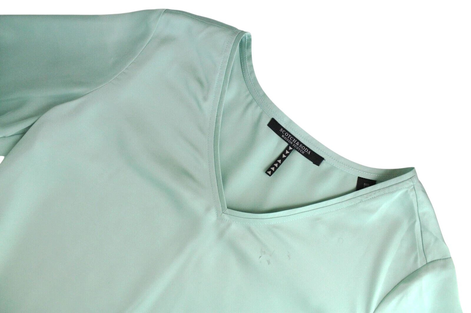 MAISON SCOTCH Women Dress M Mint Green V-neck Lightweight Short 3/4 Sleeve