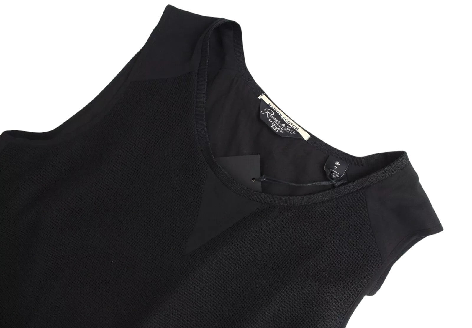 MAISON SCOTCH Women Dress M Black Layered 2in1 Sleeveless Round Neck Pull On