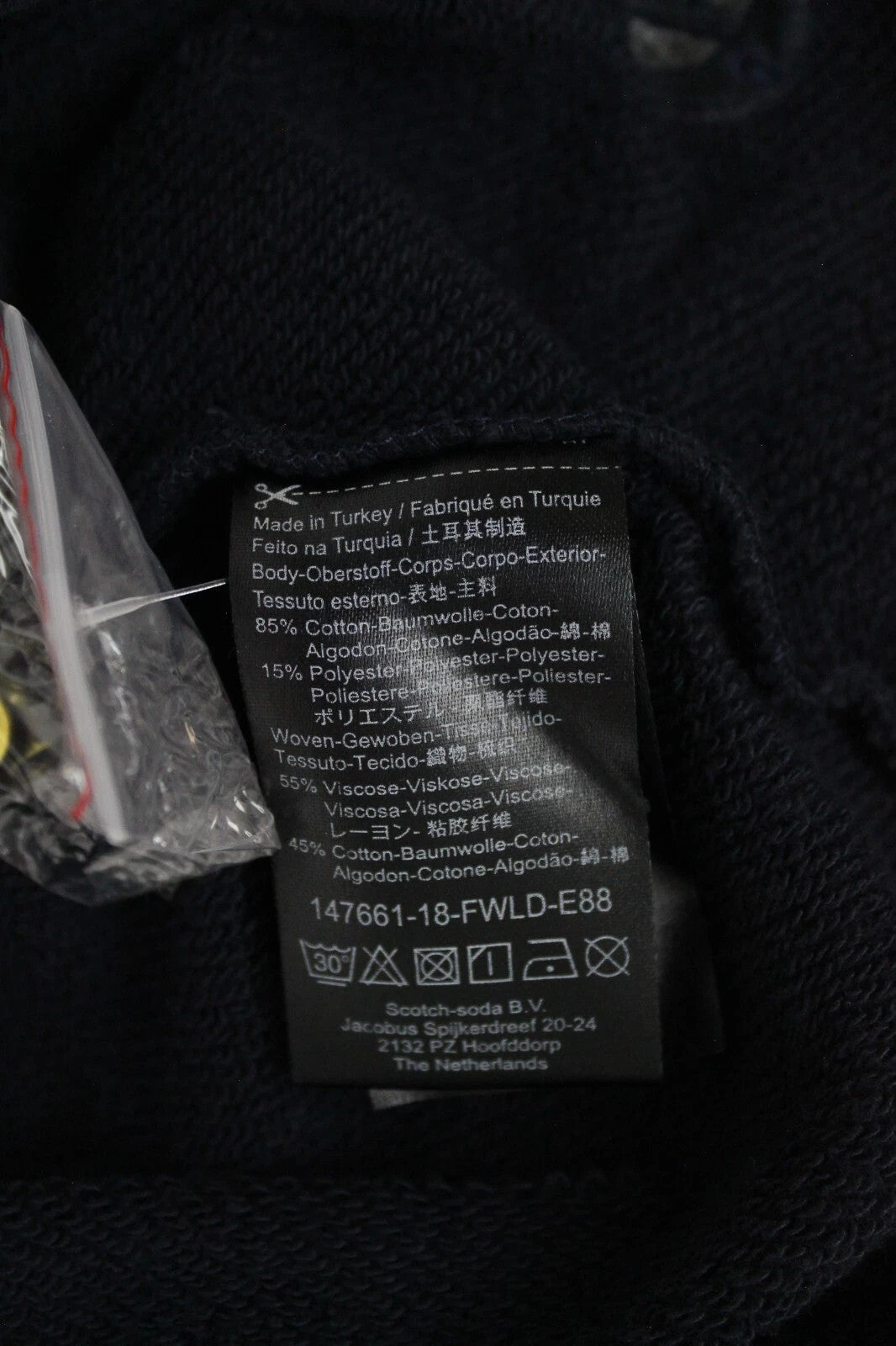 SCOTCH & SODA Ams Blauw Women Dress M Navy Cotton Blend Frilled Collar Jersey