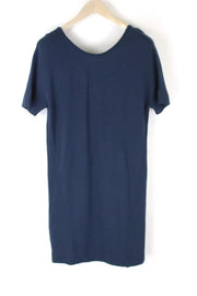 DENHAM Compass Women Dress S Blue Short Sleeve Pull On Round Neck Short Stretch