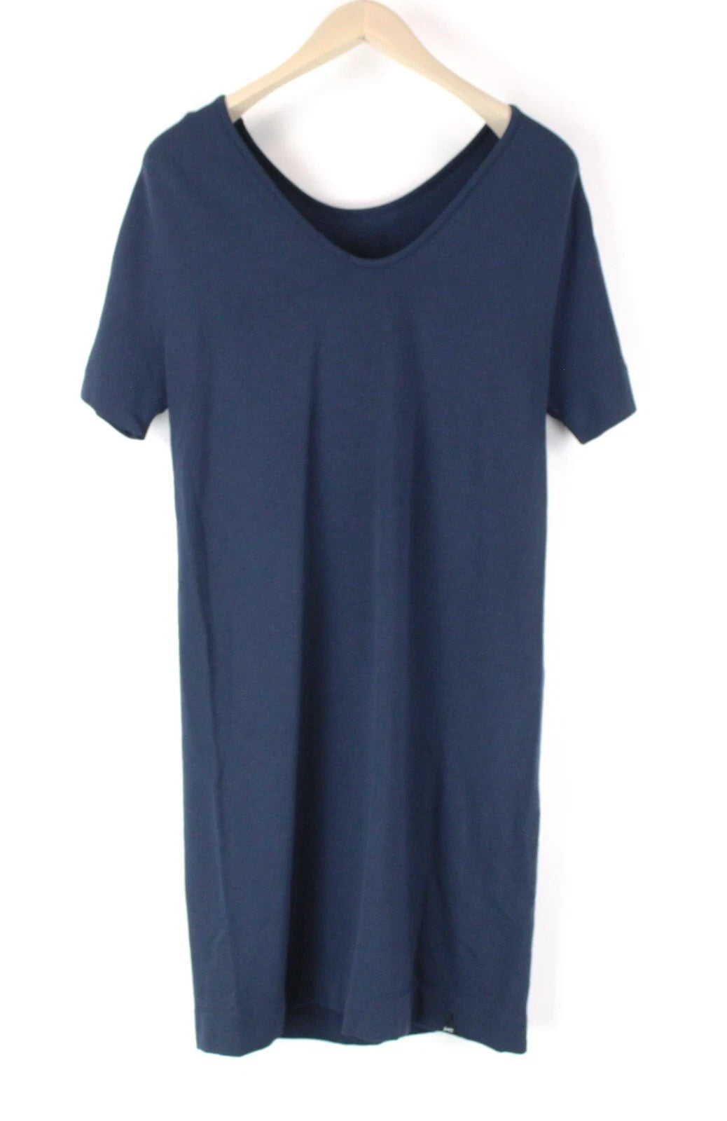 DENHAM Compass Women Dress S Blue Short Sleeve Pull On Round Neck Short Stretch