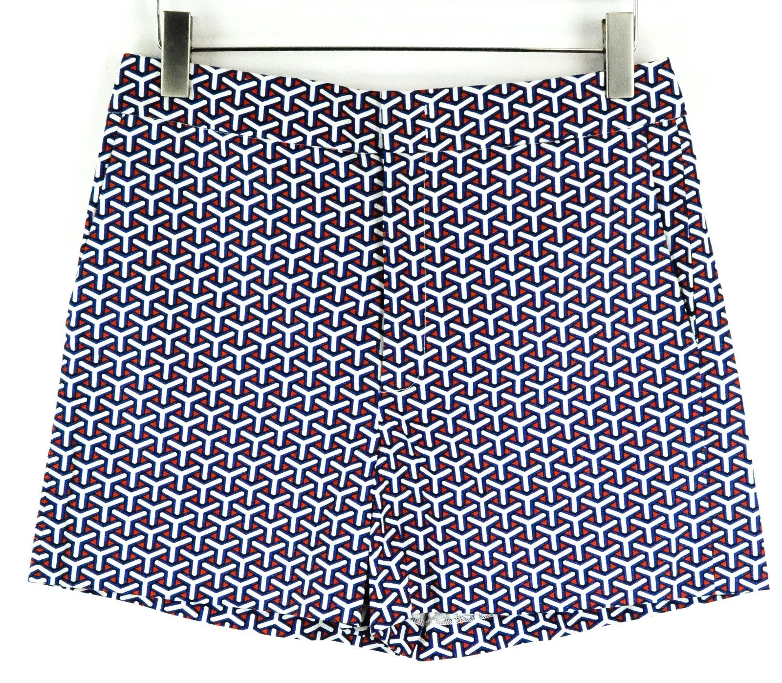 SUITSUPPLY Women Shorts 40 Blue Red White Patterned Casual Zipped Summer