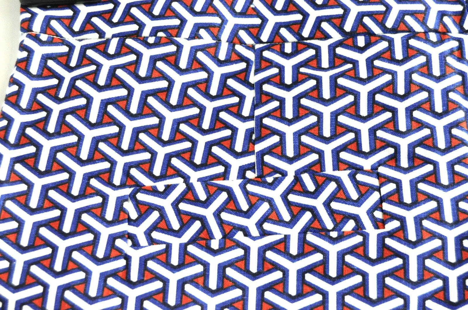 SUITSUPPLY Women Shorts 40 Blue Red White Patterned Casual Zip-Fly Summer