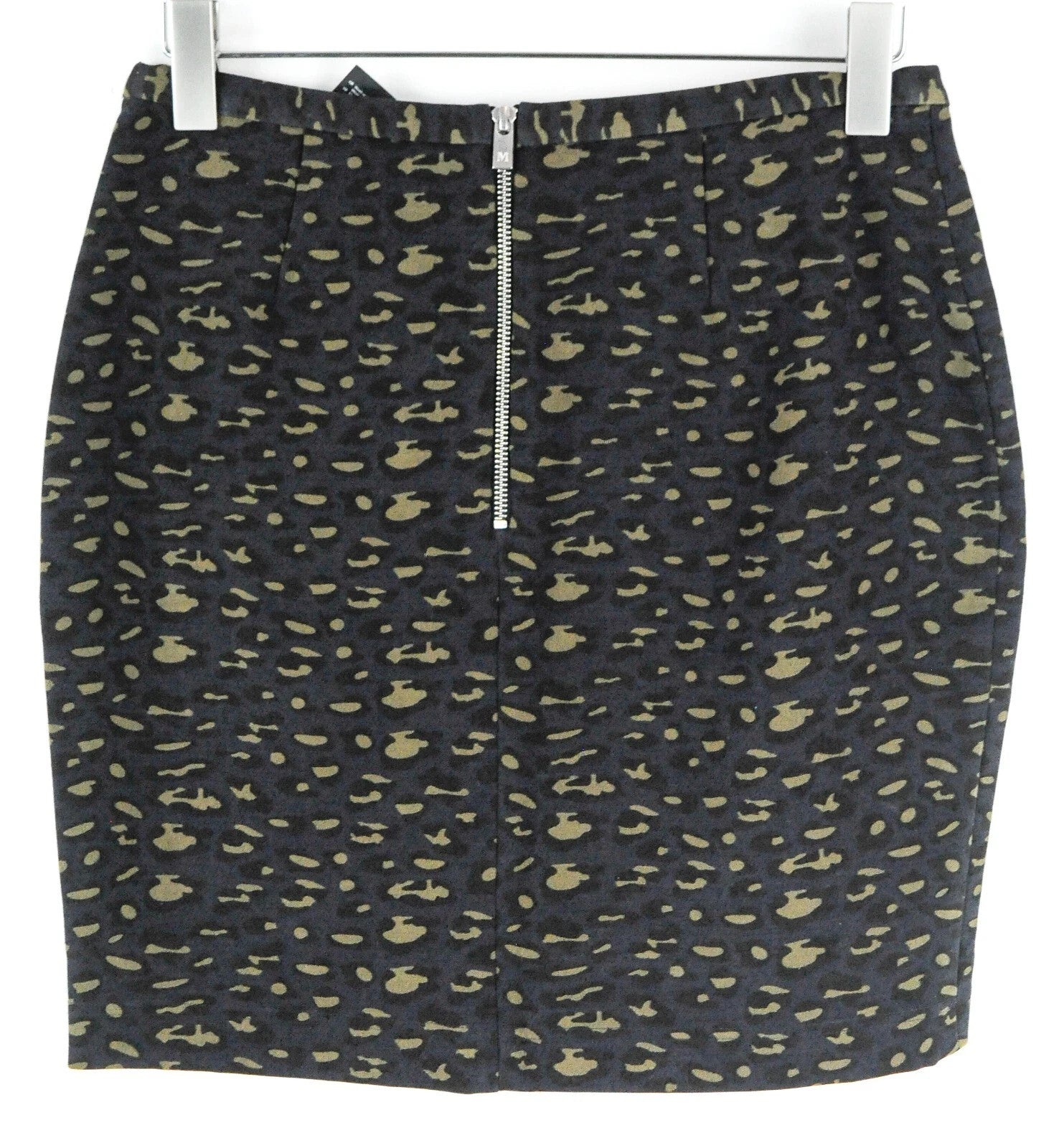 MAISON SCOTCH Women Skirt L Dark Blue Stretch Zip Pockets Animal Patterned