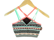 SWEATY BETTY Women Sport Bra 2XS Grey Reversible Patterned Stretch Mesh Straps