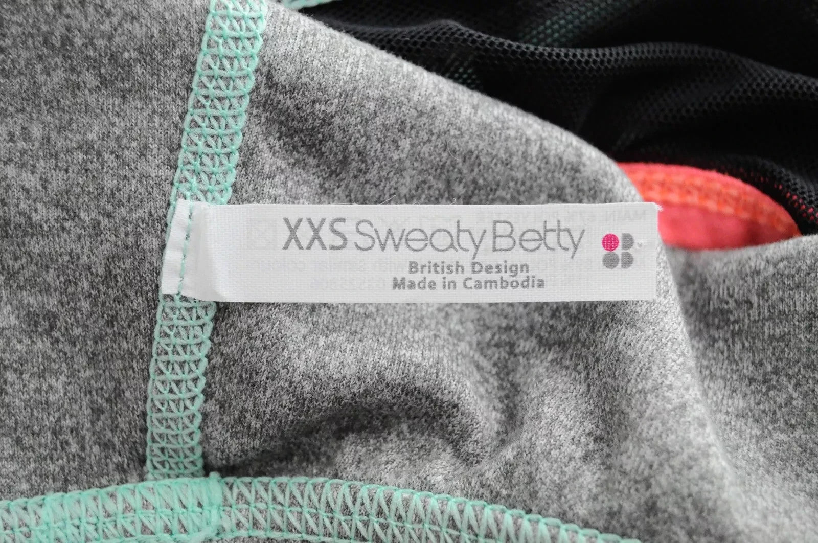 SWEATY BETTY Women Sport Bra 2XS Grey Reversible Patterned Stretch Mesh Straps