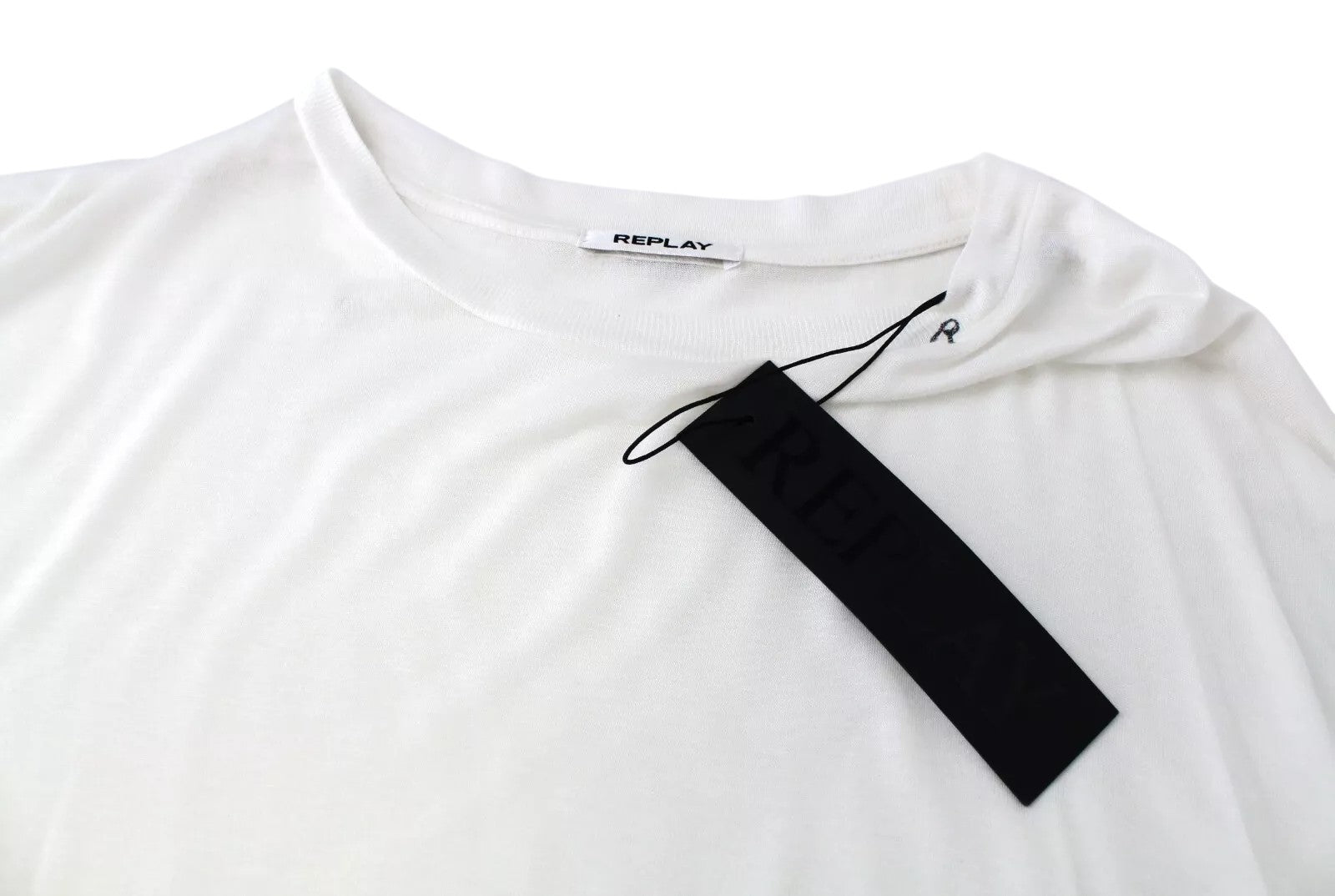 REPLAY Dress Women S Casual White See-Through Short Sleeved Pull On