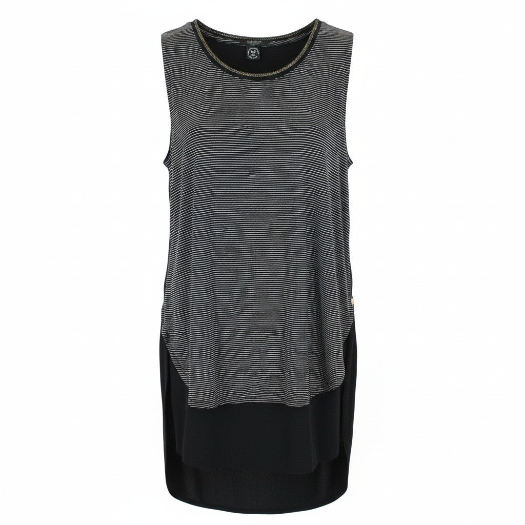 SCOTCH & SODA Ams Blauw Women T-Shirt S Striped Black Cotton Blend Sleeveless