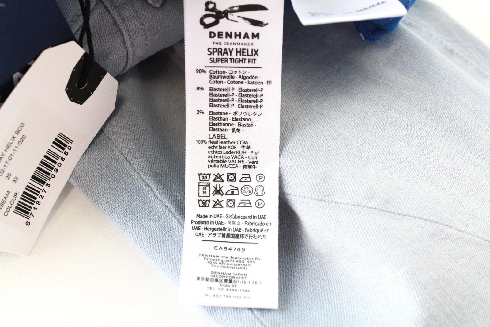 DENHAM Spray Helix Women Jeans W25/L32 Super Tight Cotton Stretch Washed Blue