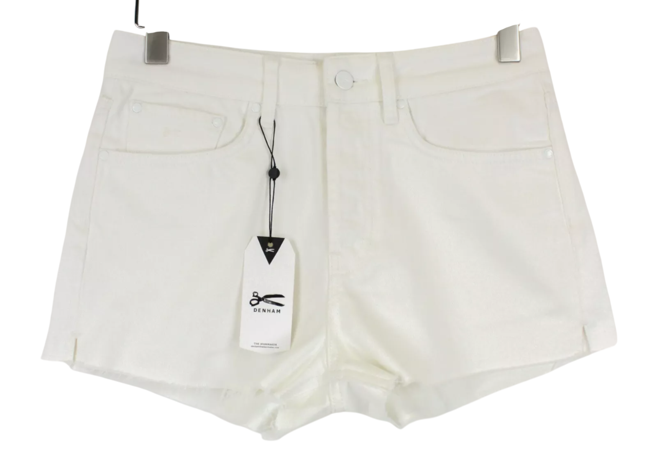 DENHAM Melrose Women Shorts W28 Off-White Pure Cotton Summer Casual Denim