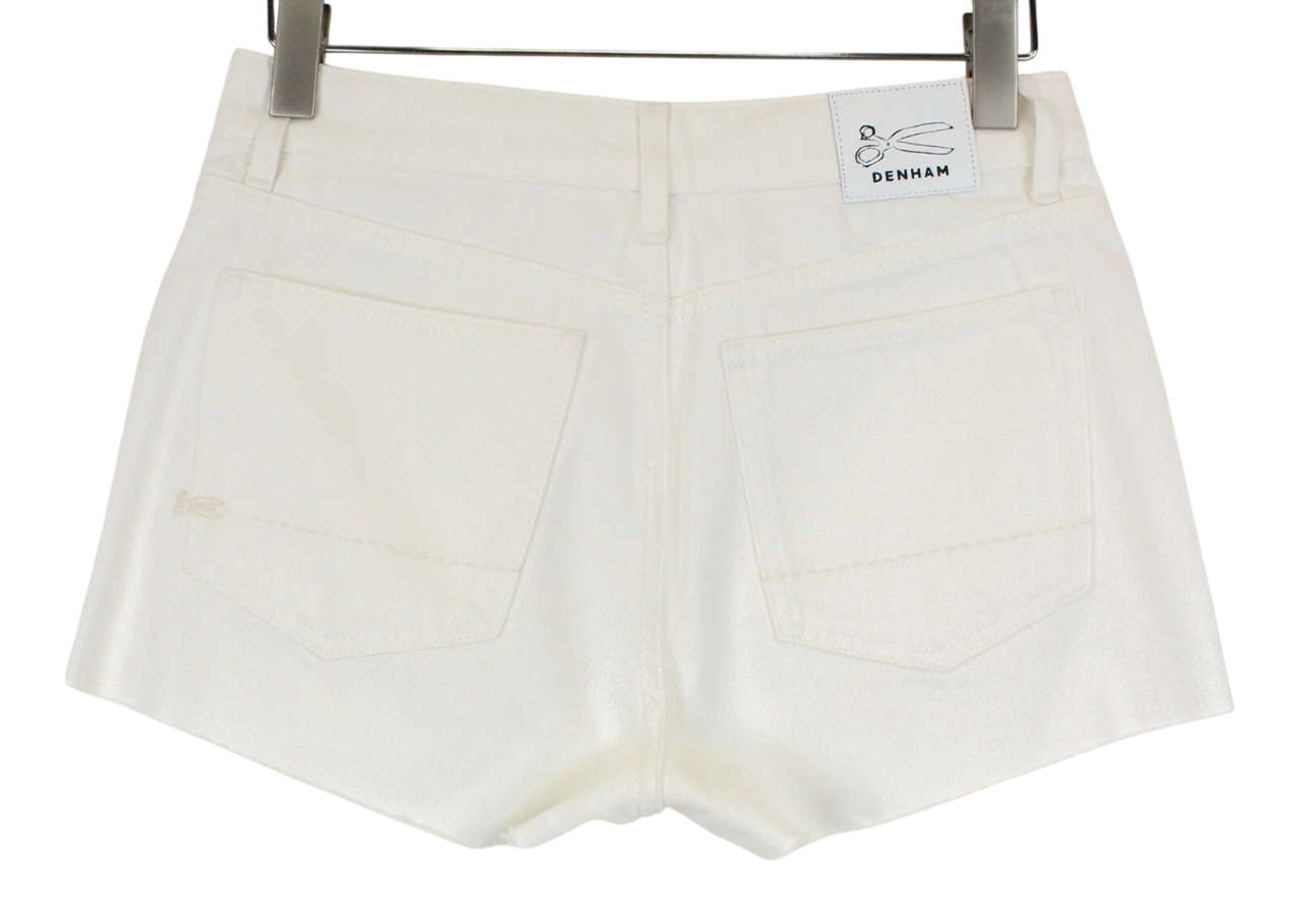 DENHAM Melrose Women Shorts W28 Off-White Pure Cotton Summer Casual Denim