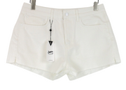 DENHAM Melrose Women Shorts W29 Off-White Pure Cotton Button-Fly Summer Denim