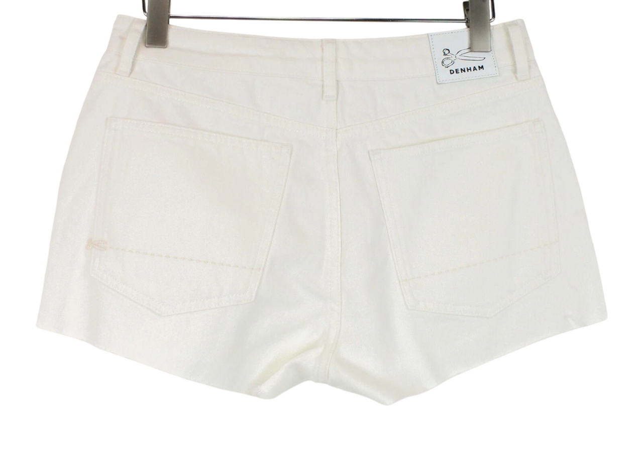 DENHAM Melrose Women Shorts W29 Off-White Pure Cotton 5-Pocket Summer Denim