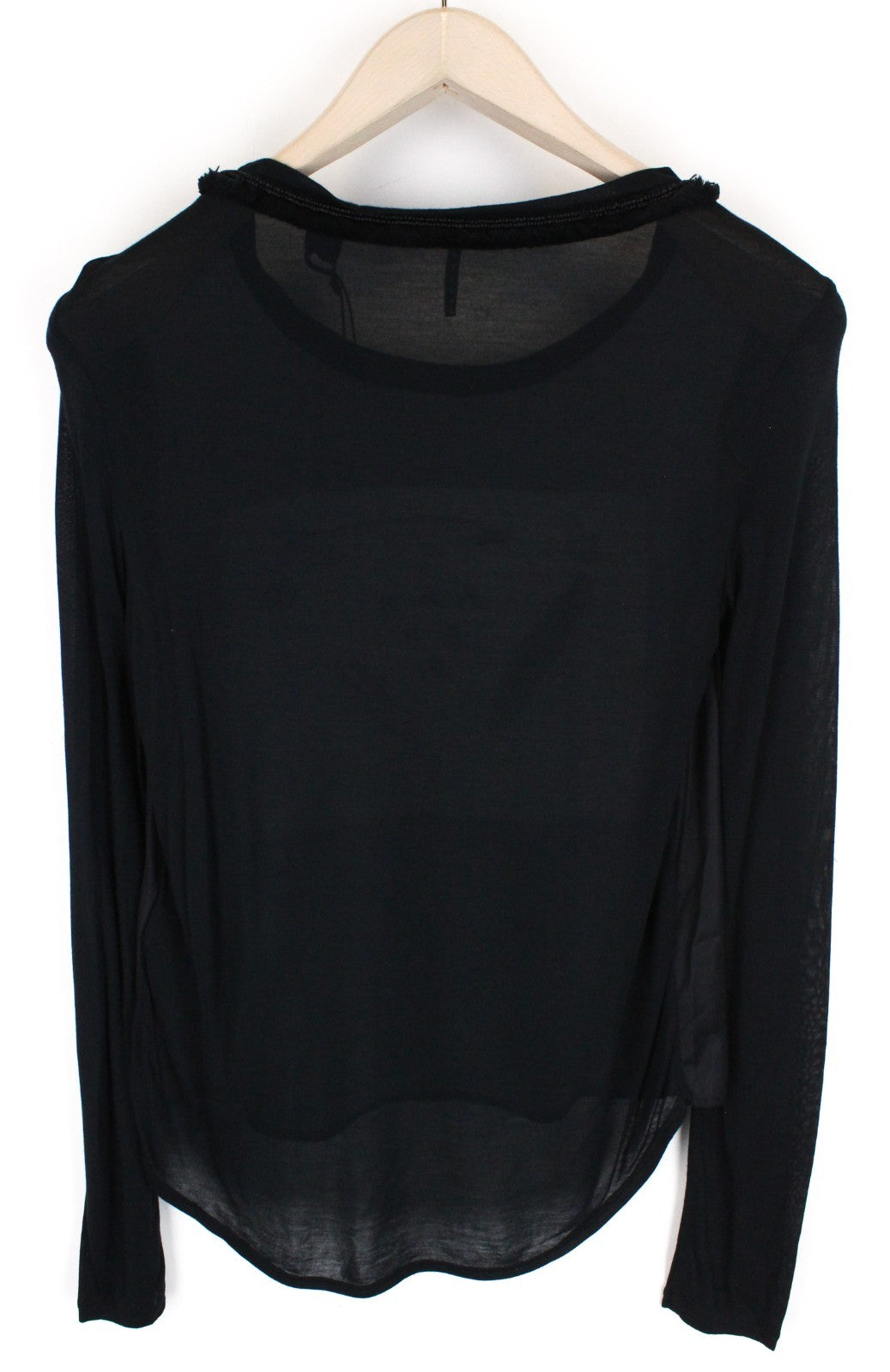 MAISON SCOTCH Women Top S Abstract Printed Black Round Neckline Casual Light