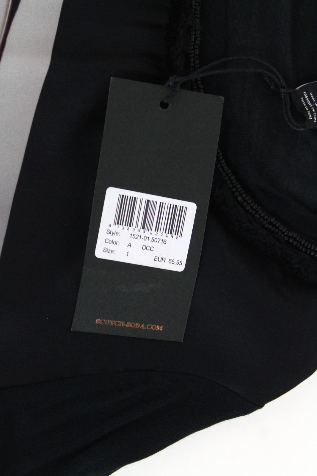 MAISON SCOTCH Women Top S Abstract Printed Black Round Neckline Casual Light