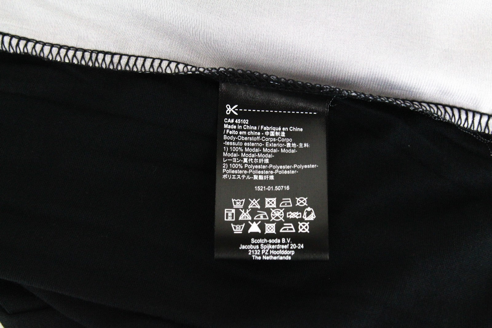 MAISON SCOTCH Women Top S Abstract Printed Black Round Neckline Casual Light