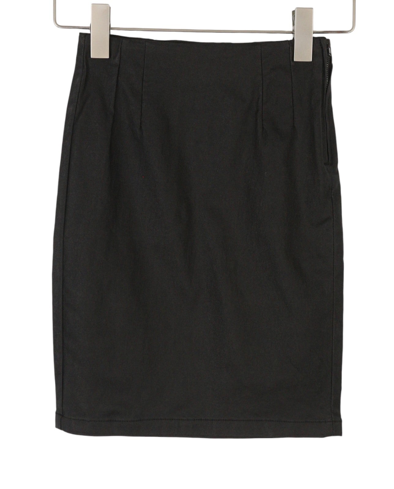 VILA Ines Commit Hw Short Coated Women Skirt XS Black Zip Fly Pencil