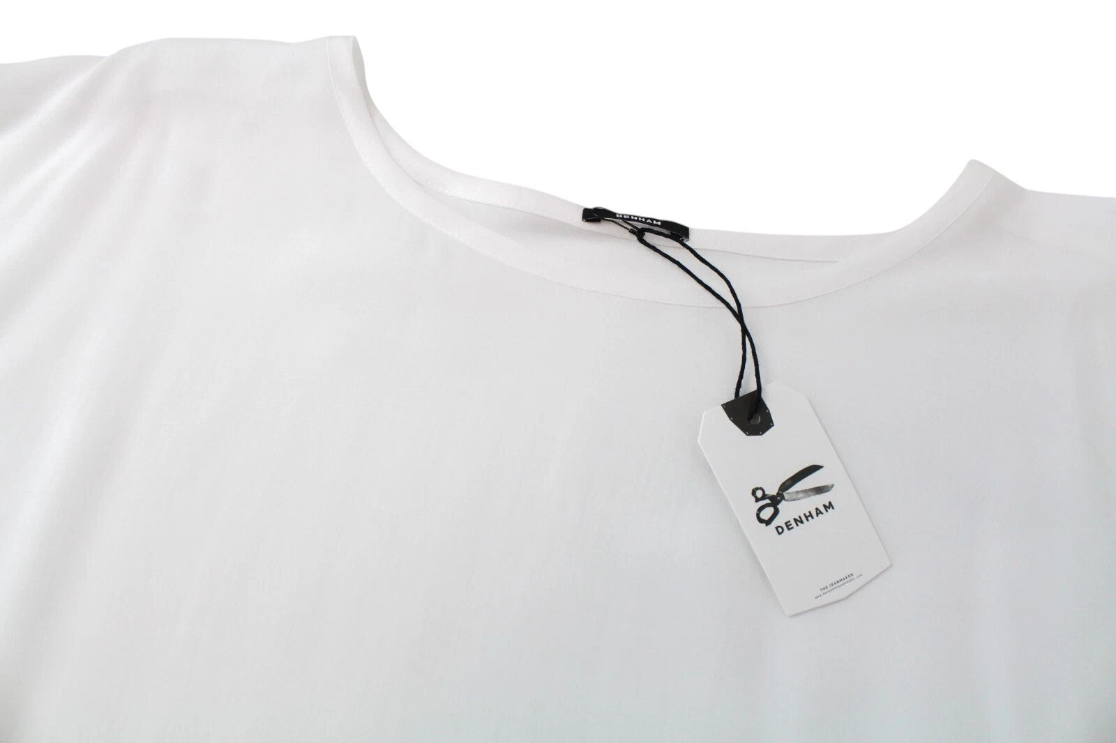DENHAM Scout Women T-Shirt XS White Short Sleeved See-Through Round Neck