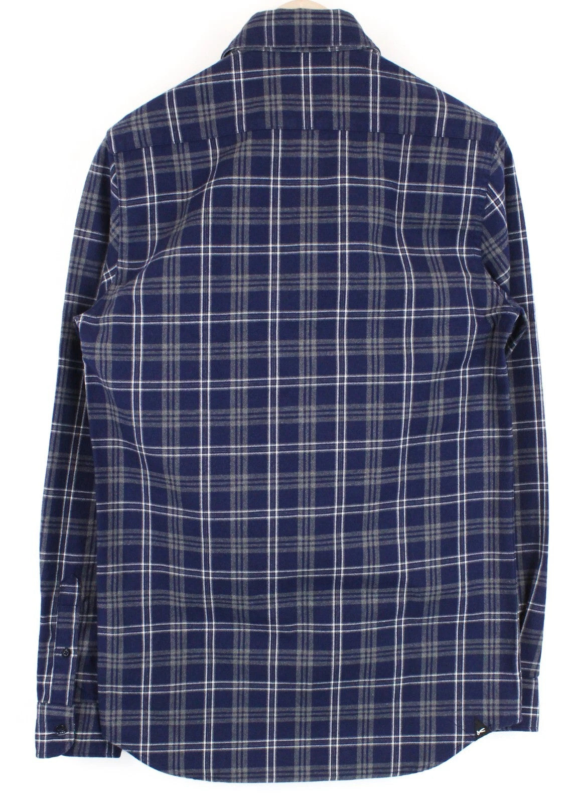 DENHAM Men Shirt S Blue Pure Cotton Checked Flannel Long Sleeved Collared