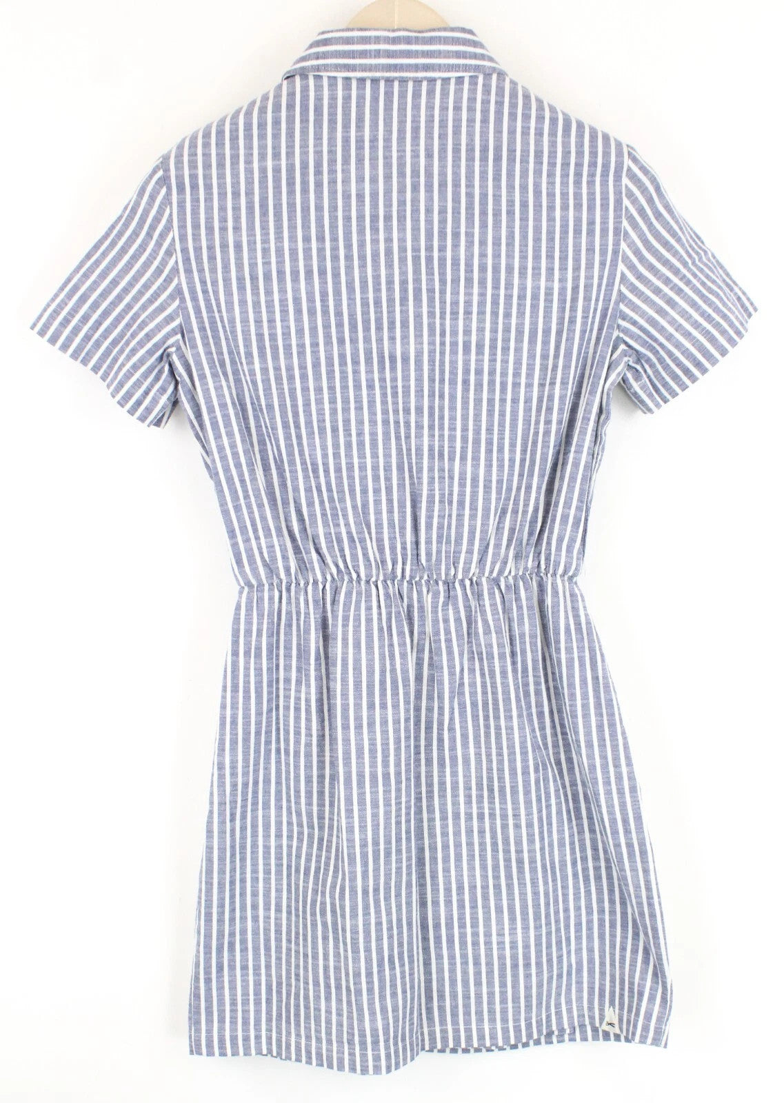 DENHAM Ellen Women Dress XS Blue Pure Cotton Striped Short Sleeved Half-Button
