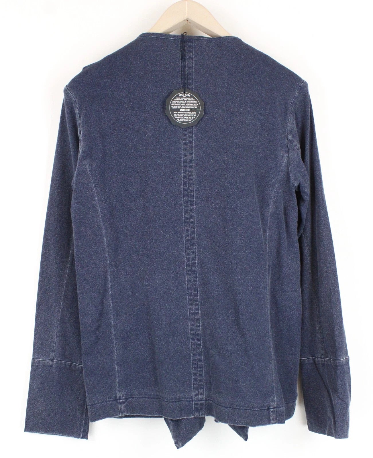 DENHAM Saint Indigo Women Blazer S Blue Stretch Long Sleeved Tied Wide Lapel