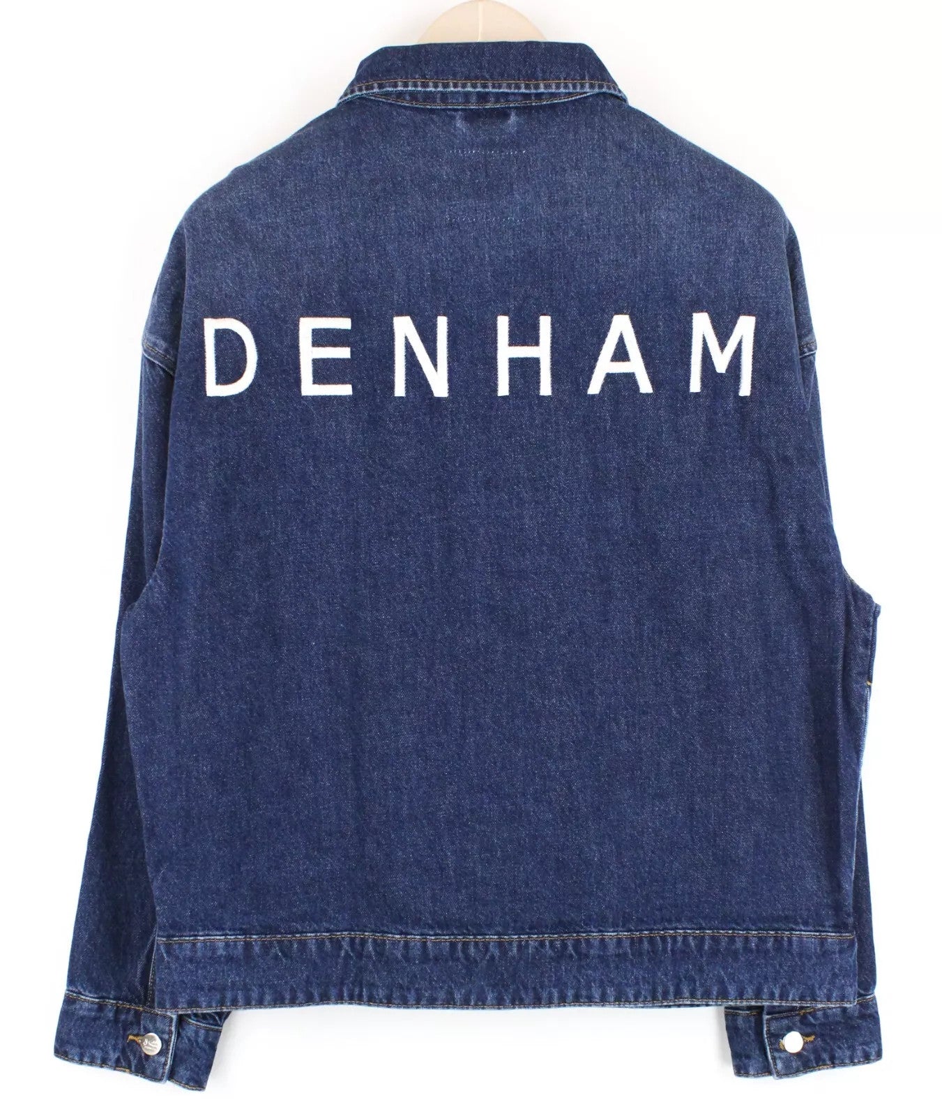 DENHAM Century Trucker Women Jacket S Blue Wash Cotton Embroidered Logo Denim