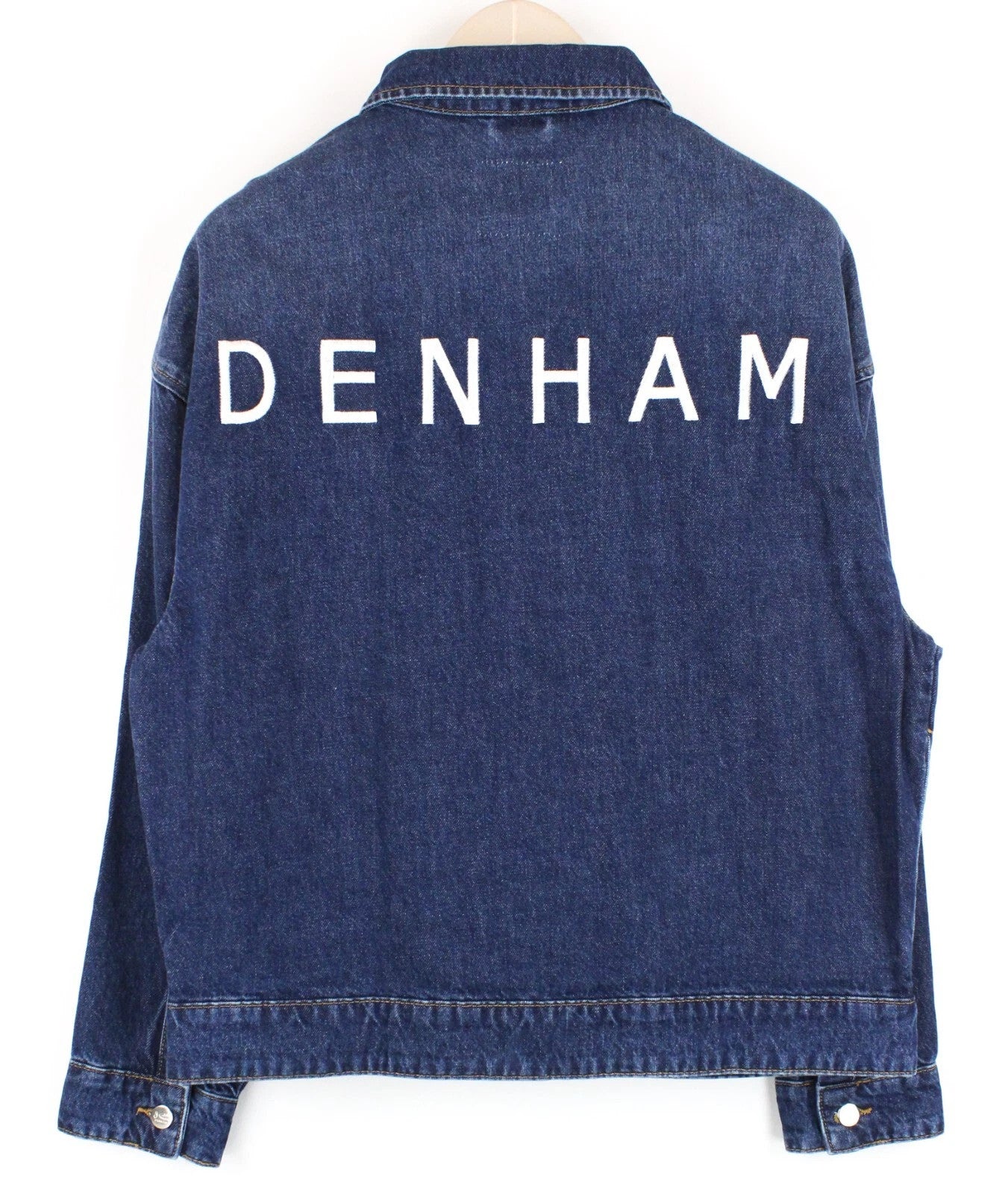 DENHAM Century Trucker Women Jacket S Blue Washed Cotton Embroidered Logo Denim