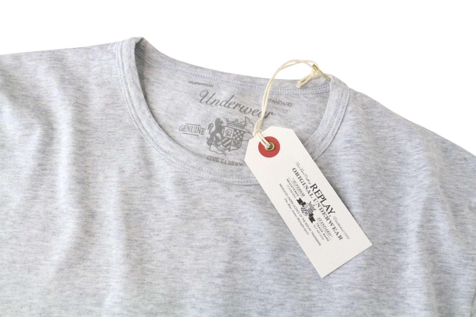 REPLAY Underwear Men T-Shirt S Plain Grey Crew Cotton Blend Stretchy Casual