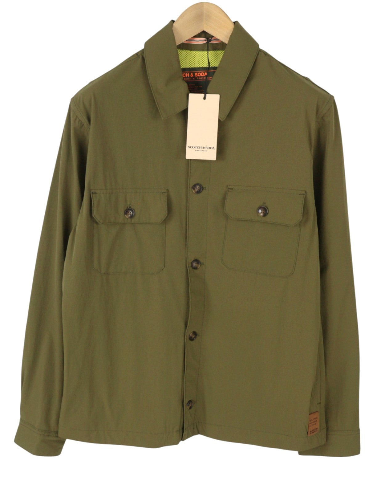 SCOTCH & SODA Men Jacket M Military Green Patch Pockets Overshirt Lightweight