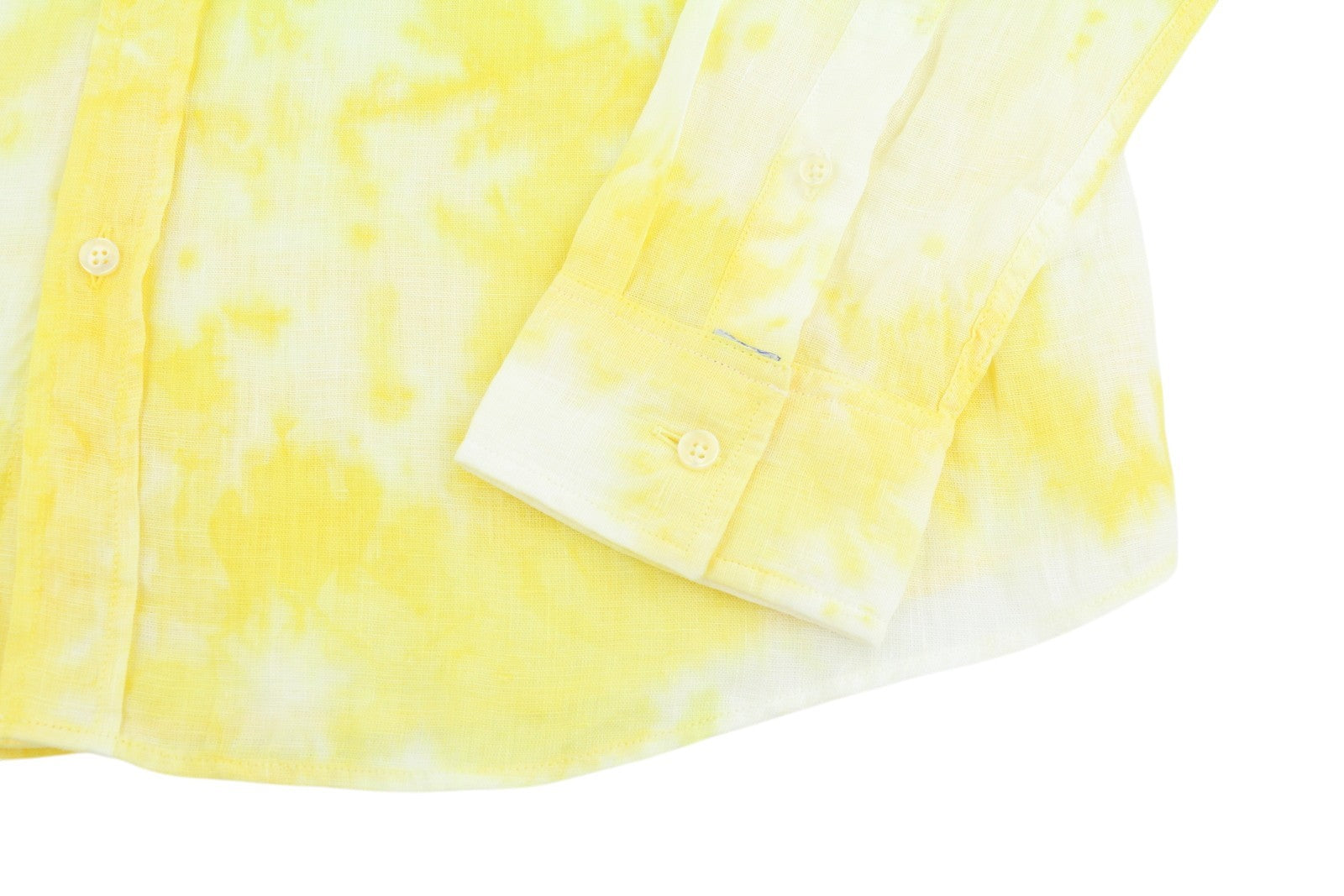 SCOTCH & SODA Men Shirt M Yellow Tie Dye Linen Button Up Casual