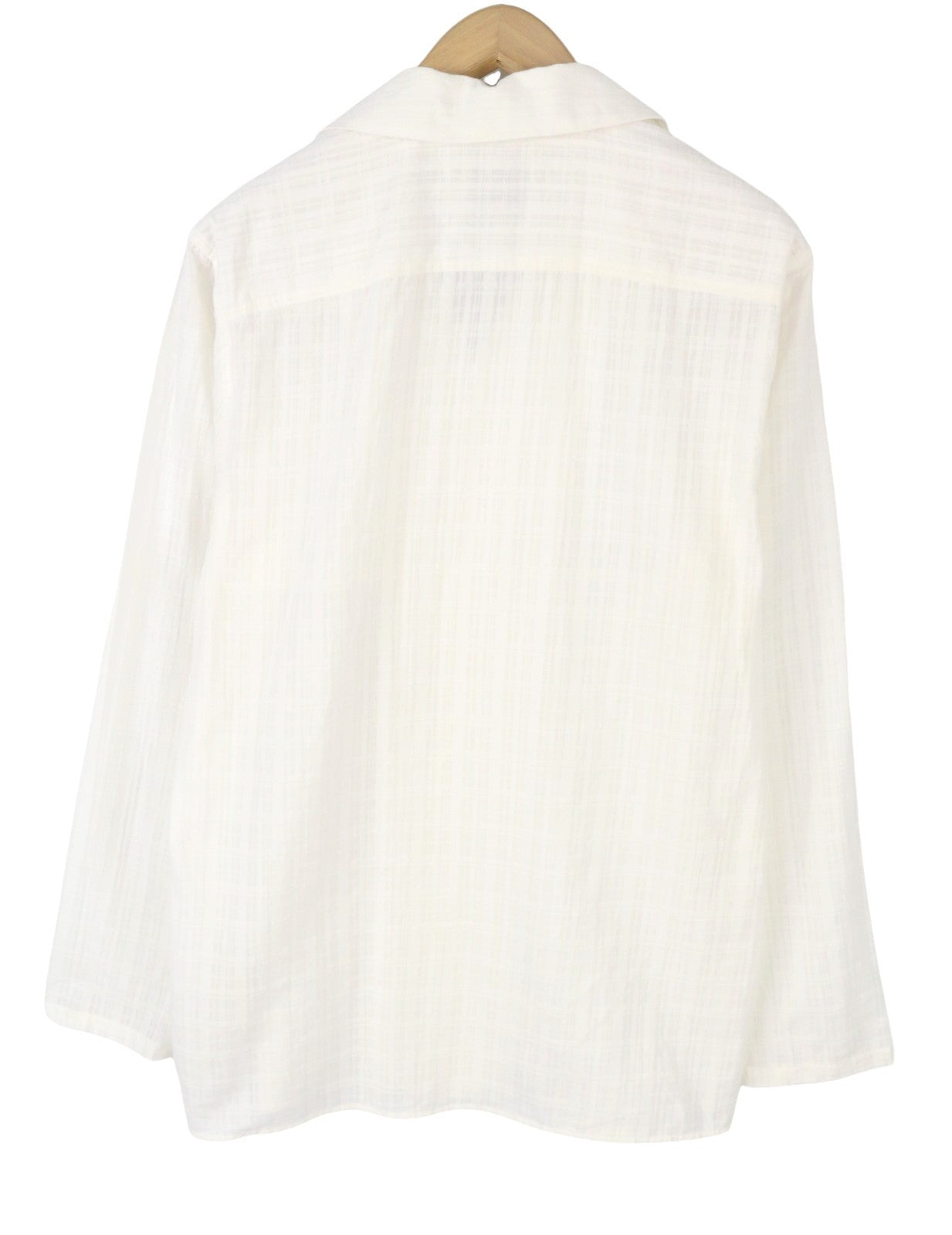 SCOTCH & SODA Men Shirt M White Plaid Texture Patch Pocket Slightly Sheer